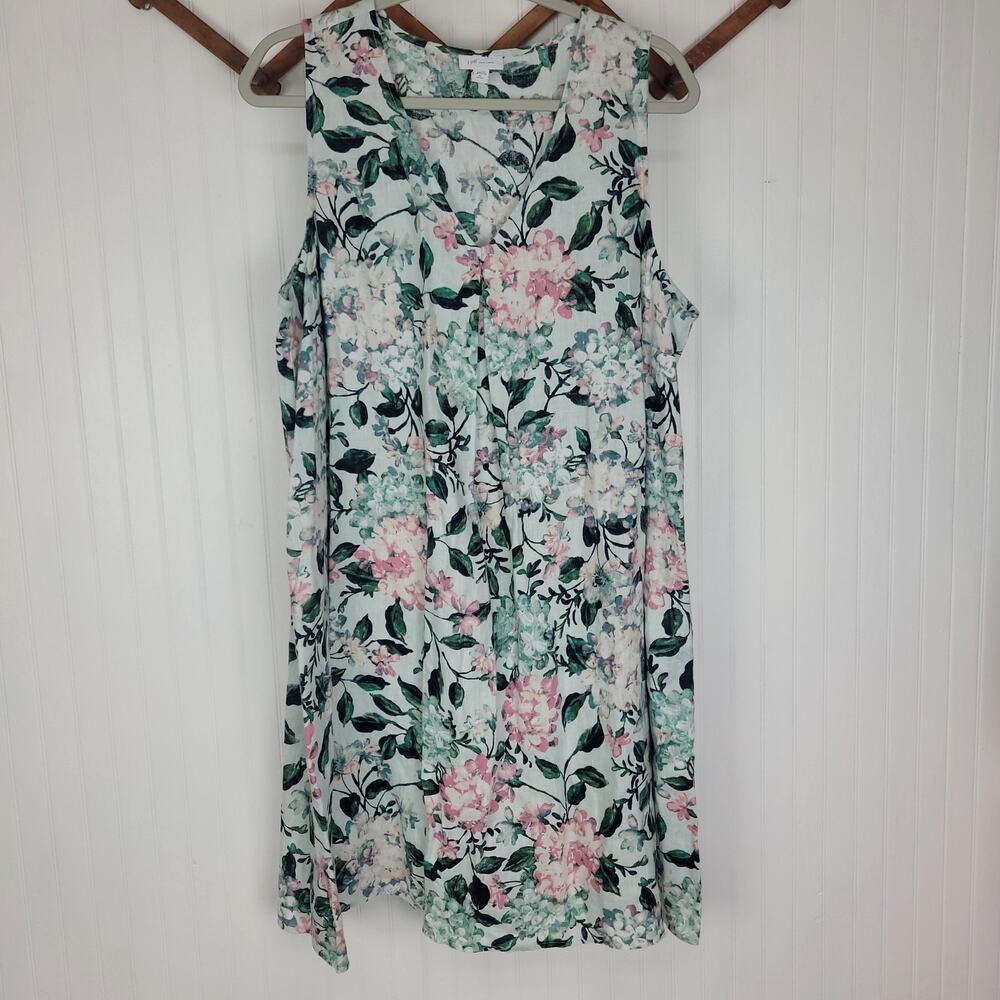 J Jill love linen floral Sleeveless Dress XL Petite